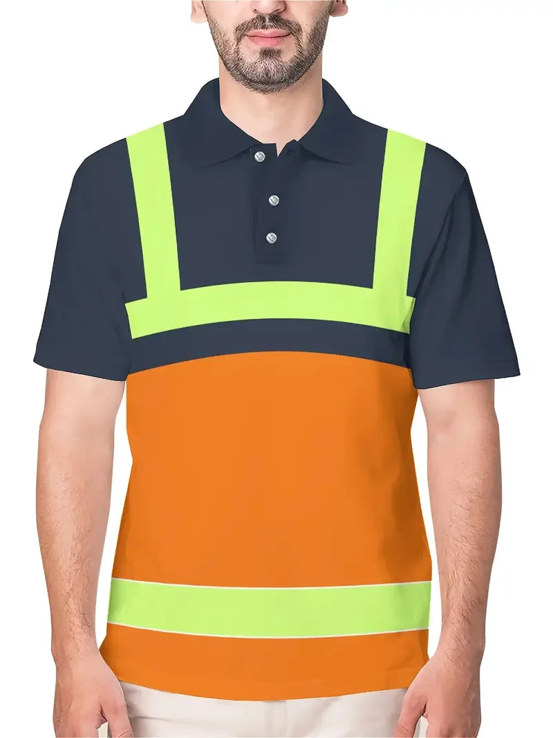 Printed design - no texture/embroidery/sequins, men's work and leisure polo shirt - multiple color options