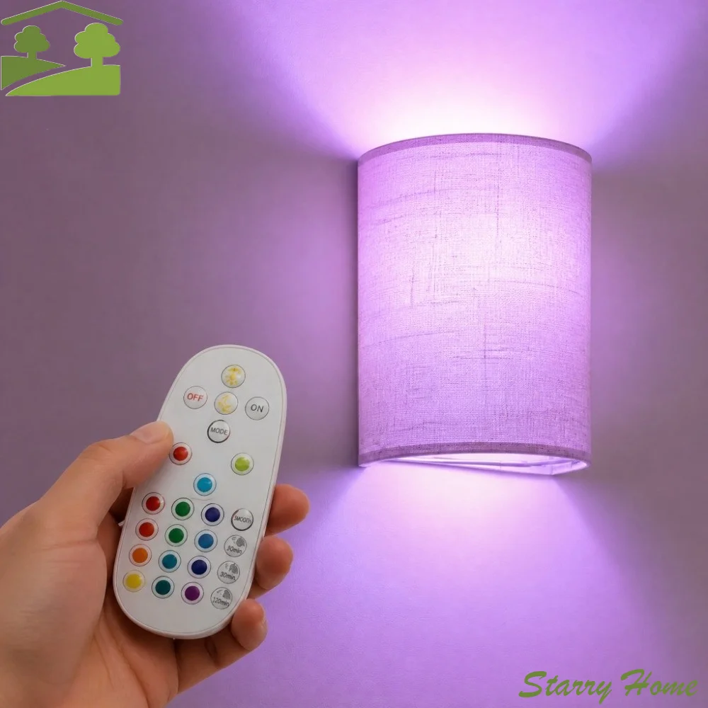 Decor RGB Color Changing LED Wall Light Wireless RGB Multicolor Ambient Wall Sconce No Wiring Bedside Wall Light Stair Hallway