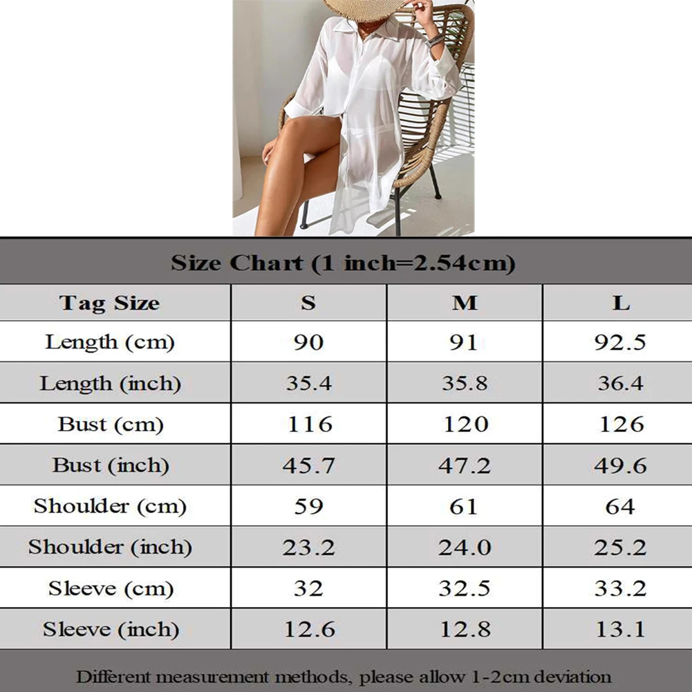 Camicie costumi da bagno manica lunga in Chiffon Non elasticizzato Utra-sottile bianco costumi da bagno Beach Dress Beach Shirt Bikini Cover-up comodo