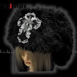 Women Japanese Harajuku Y2K Girls Long Rabbit Ear Hat Gothic Lolita fluffy cross Warm Bunny Ear Caps Streetwear Beanie Hat