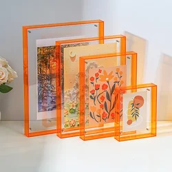 Color Acrylic Picture Frame Floating Photo Frames for Wall Mounted Tabletop Standing Decor Photo Frames Neon Hanging Frame