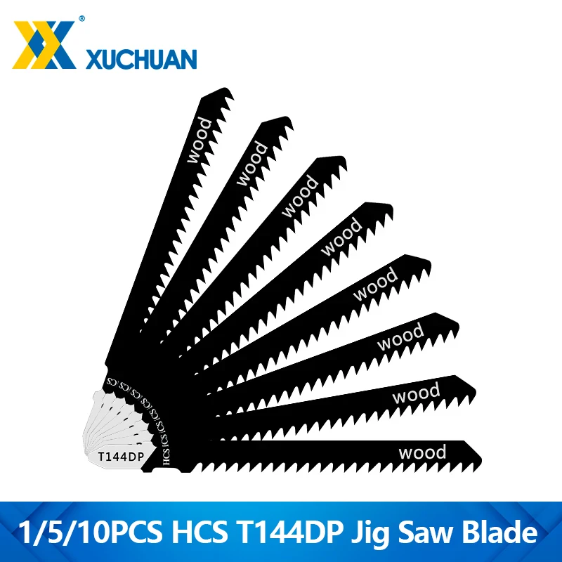 

XUCHUAN 1/5/10PCS T144DP Jig Saw Blade HCS Wood Assorted Blades Jigsaw Blades T Shank Power Tool Reciprocating Saw Blade