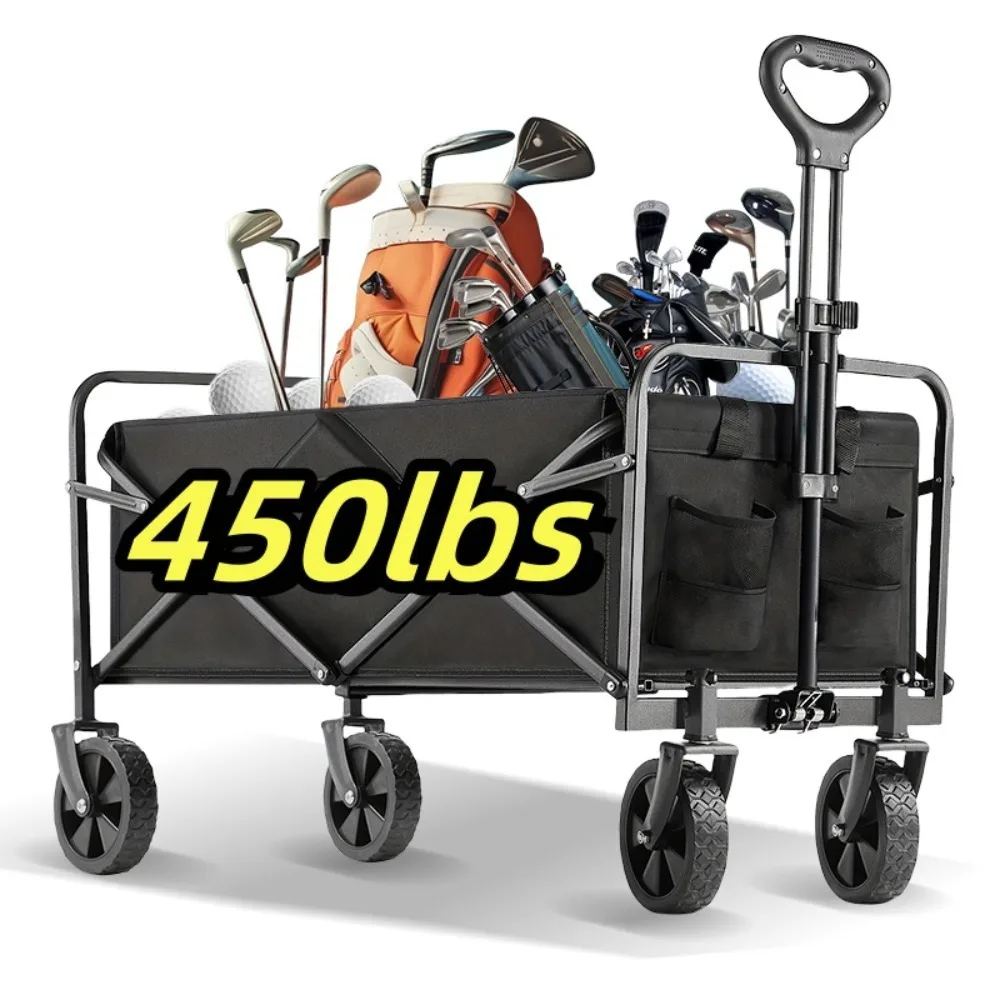 Heavy Duty Multi-functional Hotel Service Cart with Foldable Metal Frame Large Load Bearing Rolling Storage Trolley for Restaurant Resort Cleaning Catering Warehouse