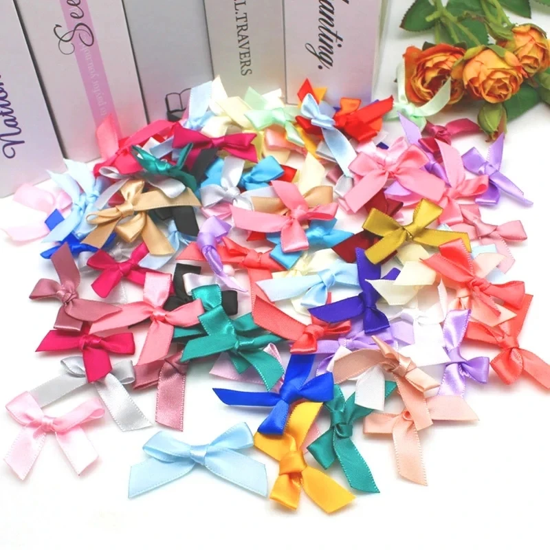 100 Pcs/Pack DIY Party Decoration Ribbon Bows Satin Ribbon Bow Flower Craft Decoration Handwork Crafts Textile Wholesale