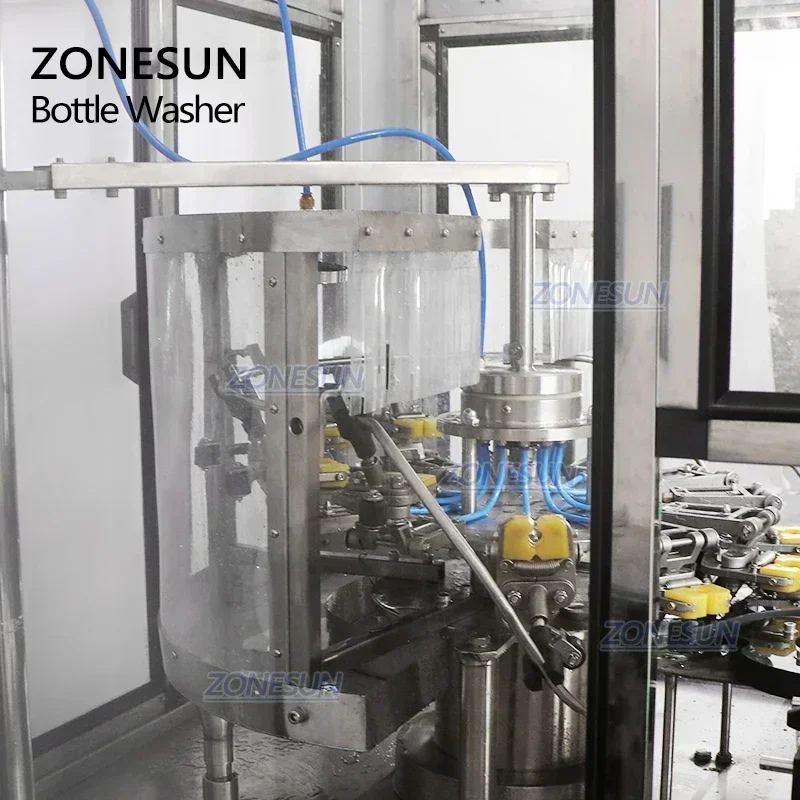 ZONESUN ZS-WB12 Lavadora de botellas rotativa semiautomática para leche, vino, PET y máquina de limpieza de botellas de vidrio