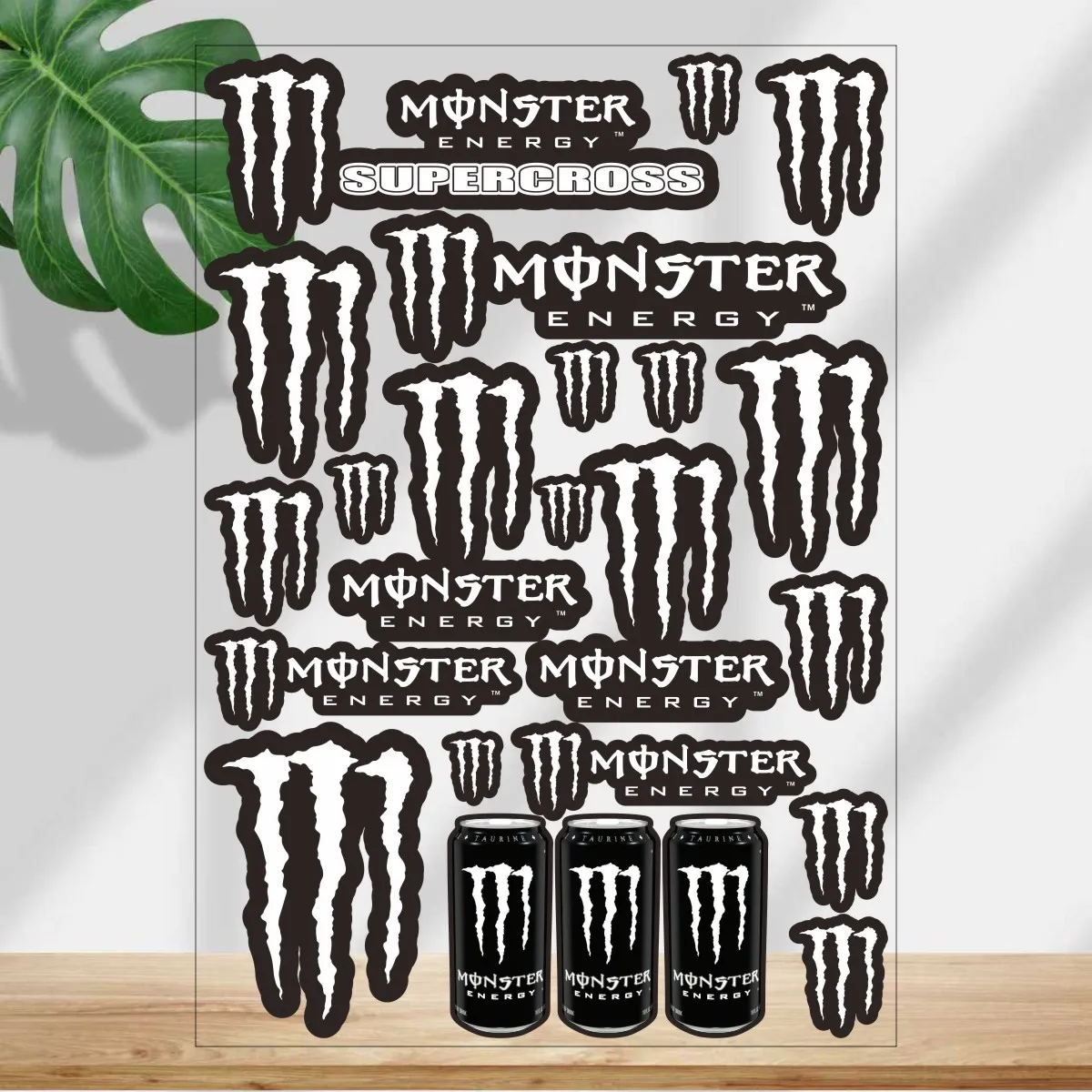 

Белая наклейка Monster Energy с логотипом на мотоциклетный шлем, наклейка на бак, светоотражающий комплект