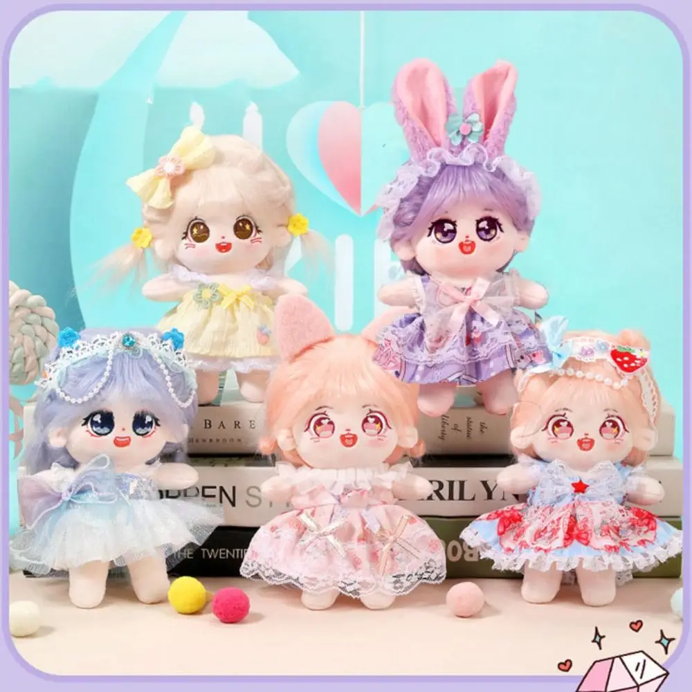 Nueva muñeca bonita, ropa encantadora con diadema con lazo, accesorios, vestido de princesa, decoración de ropa, muñeca de algodón de 20cm para muñecas EXO Idol