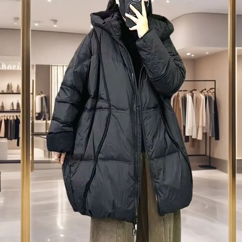 

2025 Winter Fashion Women's Down Jacket Commuting Loose Retro Oversize Hooded Down Jacket