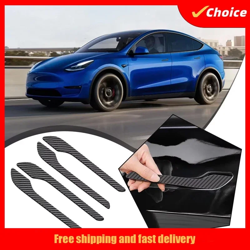 

Door Handle Sticker For Tesla Y/3 Highland ModelY Juniper 2025 Carbon Fiber Door Protector Wrap Cover Paste Accessories