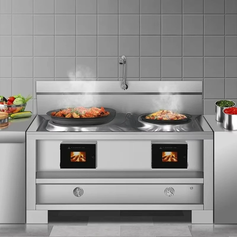 yjq household stainless steel stove wood stove energy-saving large iron pot wood stove self-built house