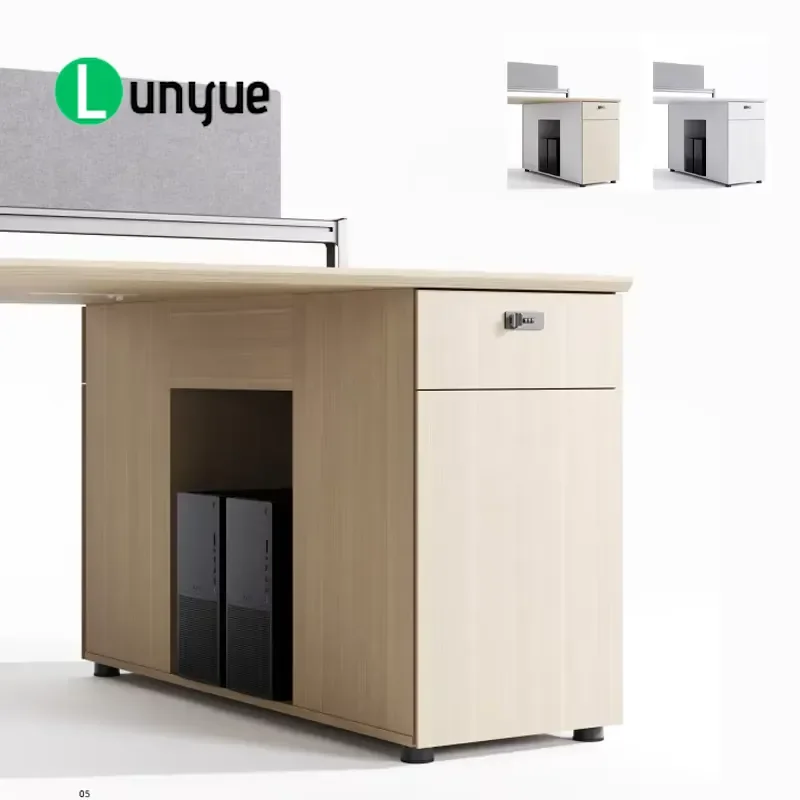 Durable 6-Seat Modular Modern Office Workstation Wooden Computer Desk with Drawers Open-plan Commercial Office Building Panel