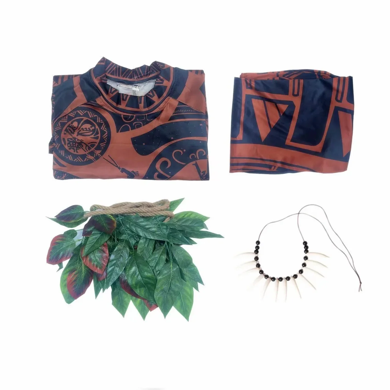 Polynesisches Stammes-Demi-Gott-Tattoo-Print-Set aus Oberteil und Hose für Sommer, Halloween, Karneval, Cosplay für Jungen, Männer, Erwachsene und Kinder – Detail 10