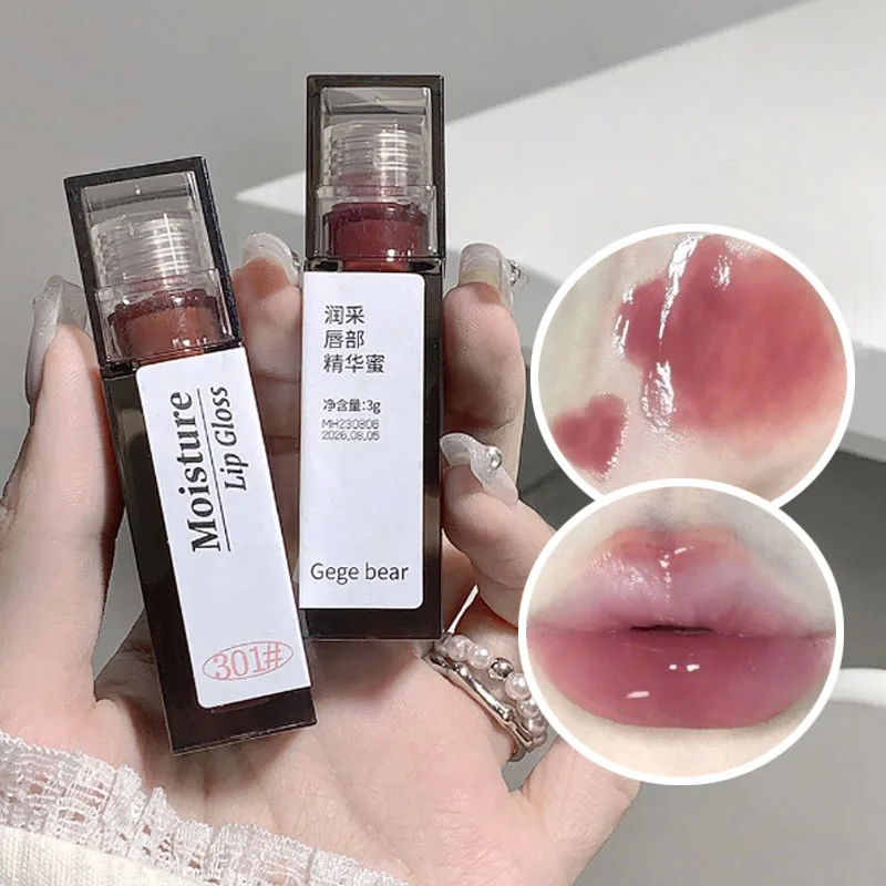 Nude Red Mirror Lip Glaze Crystal Lip Tinted Oil Clear Water Light Lip Gloss Lasting Non-stick Cup Moisturizing Liquid Lipstick