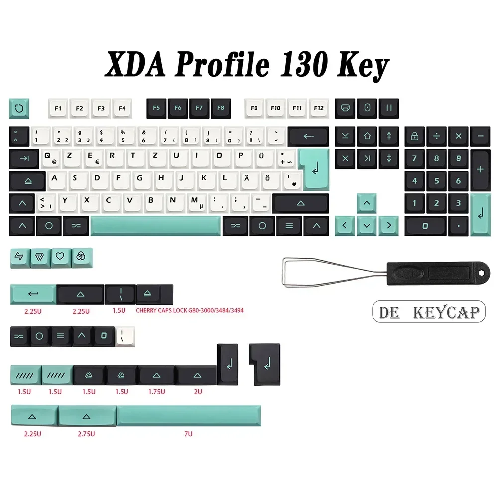 Geoma Keycap pour clavier mécanique, 129 touches, capuchon de clé 7u, barre d'espace fendue, dz60, RK61, 64, gk61, 68, 75, 84, 980/104