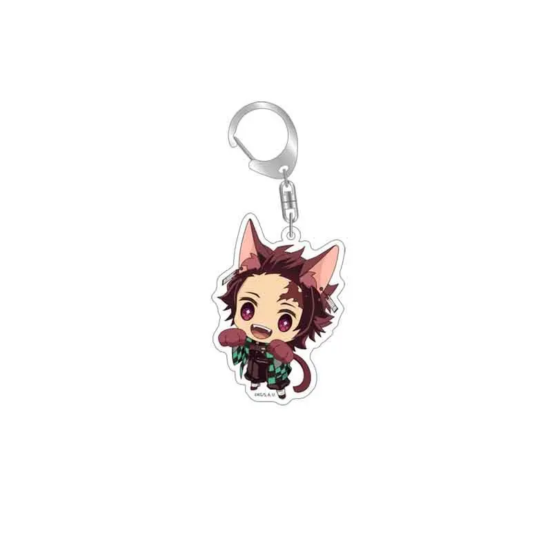 Kawaii Nezuko Acrylic Key Chains Anime Peripherals Zenitsu Inosuke Giyuu Shinobu Uzui Tengen Jewelry Pendant Cosplay DIY Prop