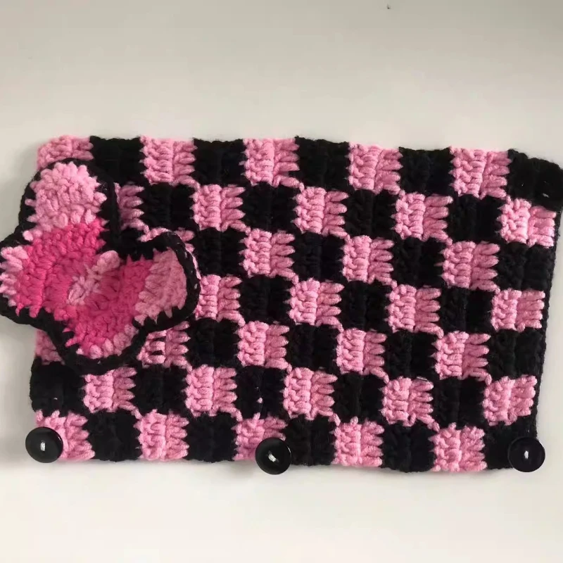 Hand Crocheted Headphone Crossbeam Protective Cover for Sony XM4/XM5 Custom Button-type Chess Grid Butterfly Headphone Cover view 6