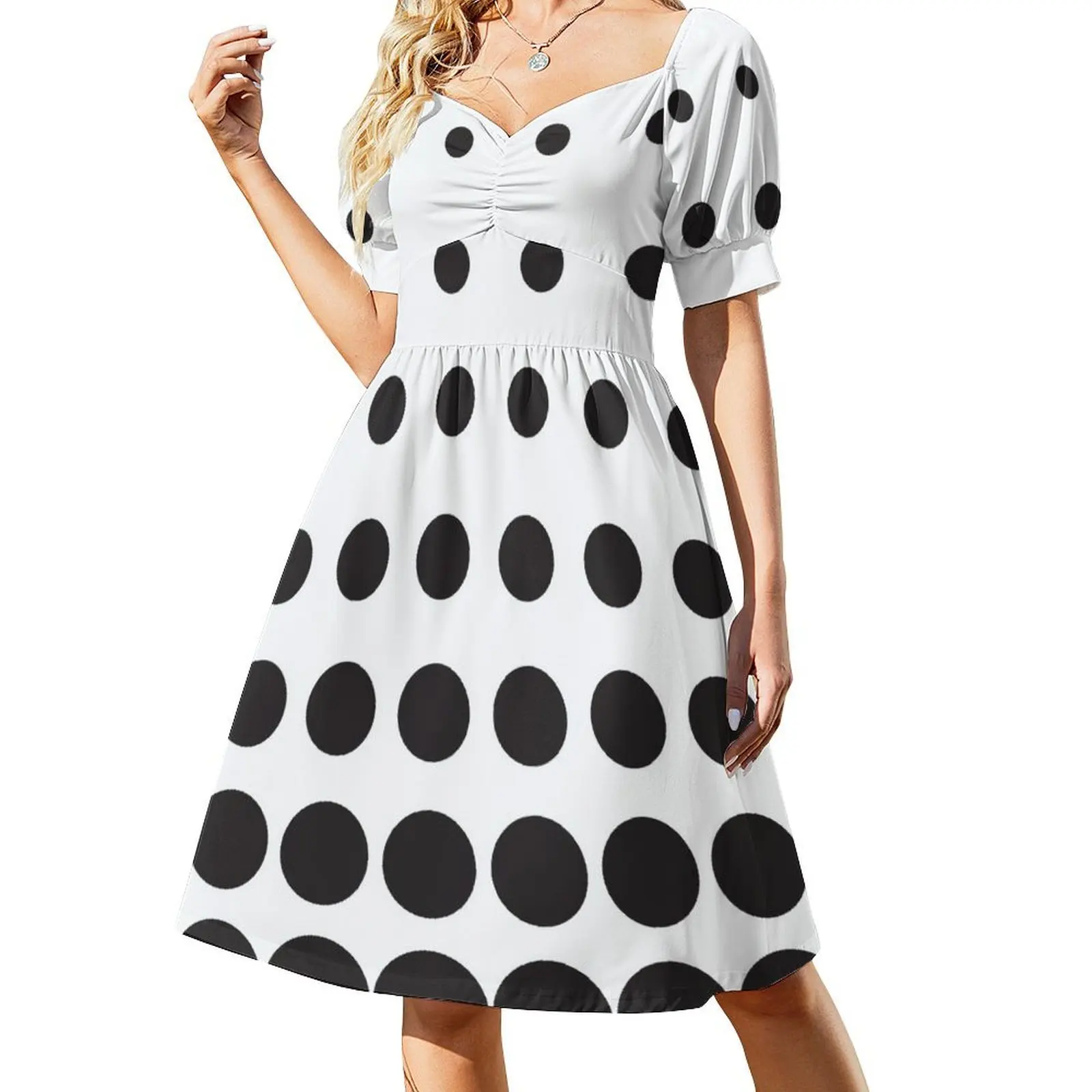 

Black Dots Dress Short Sleeved Dress Dance dresses prom dress Clothing