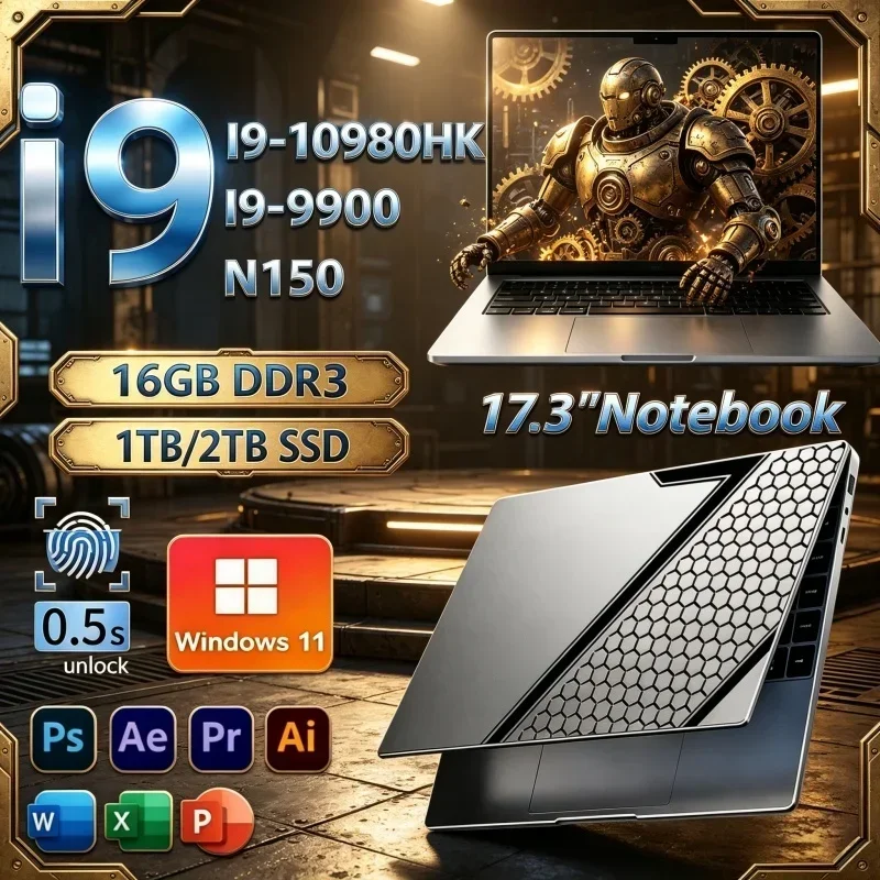 Hot On‑the‑Move 17.3 Inch Notebook Intel I9‑10980HK/I9‑9900/N150 16GB 32GB 2TB SSD Win11