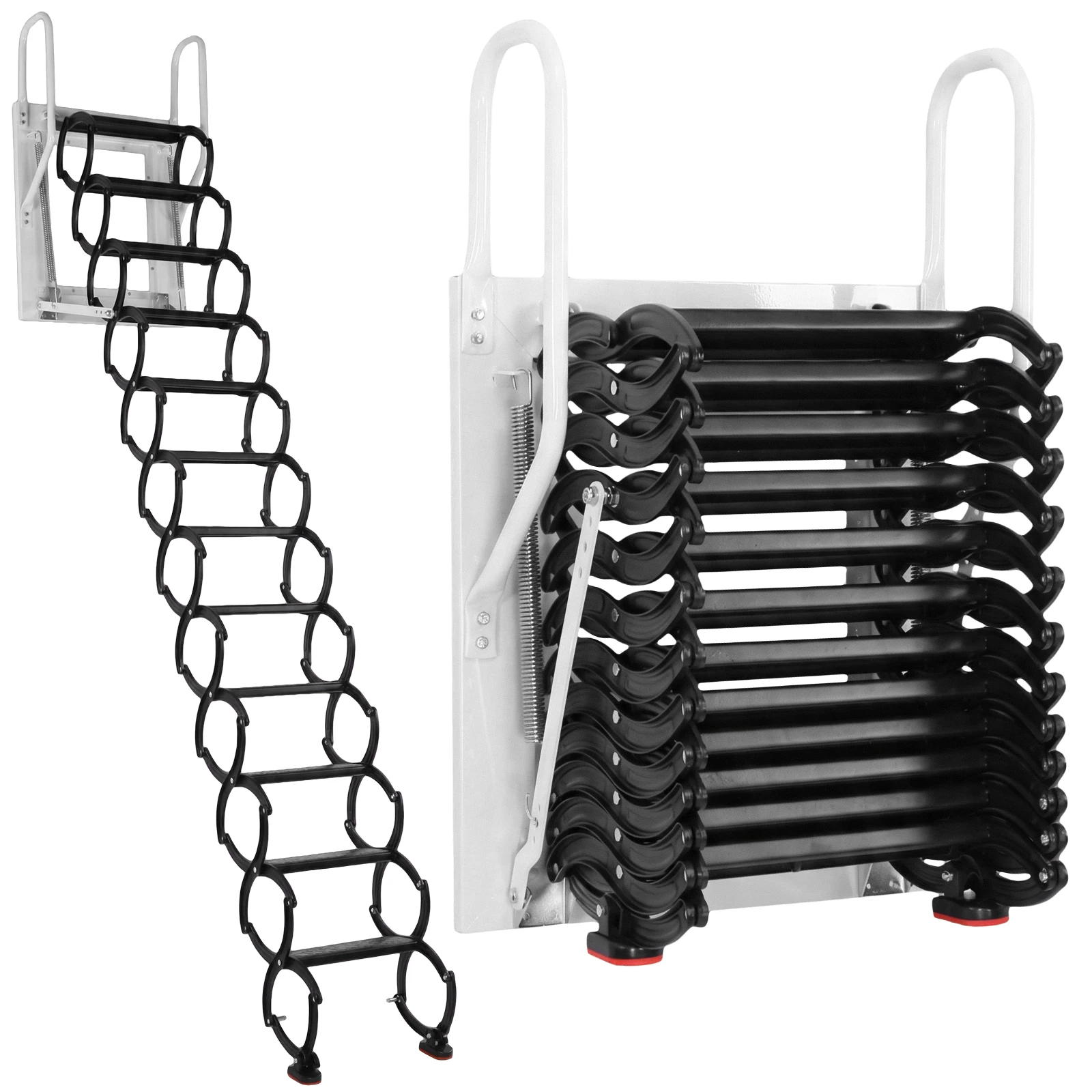 

Space-Saving Collapsible Stair Pull Down System Manganese Steel Attic Staircases 440LBS Capacity for Garages/Roofs/Basements