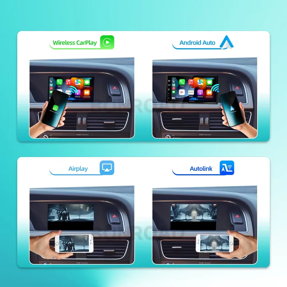 Adattatore di interfaccia wireless CarPlay Android Auto per Audi A4 B8 A5 Q5 S4 S5 2009-2015 con fotocamera inversa AirPlay Mirror Link