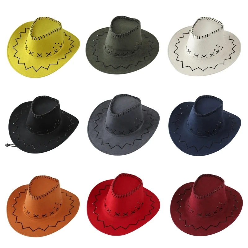 Wear Resistant Cowgirl Hat for Adult Kids Breathable Cowboy Hat Plain Color Banquets Party Photography Western Hat