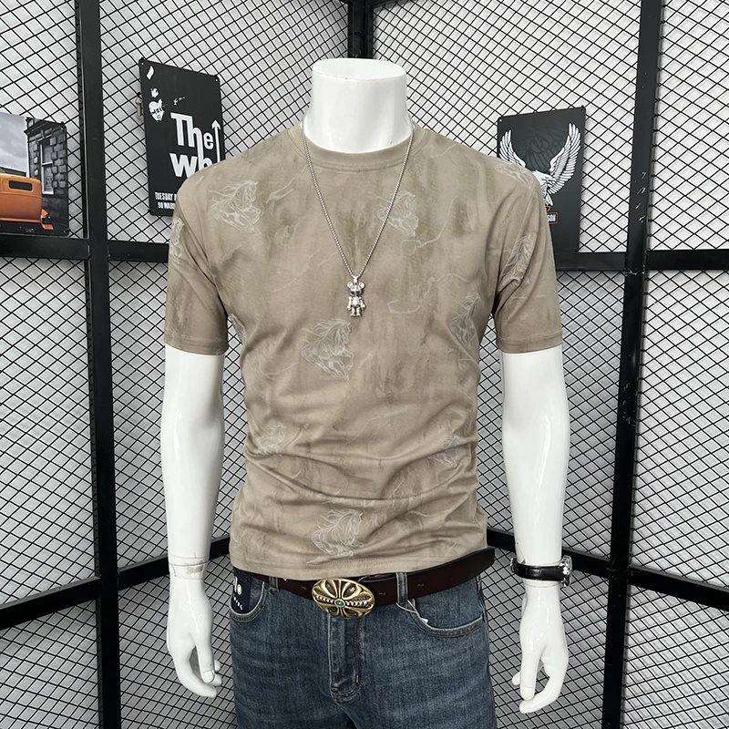 

Мужская футболка с круглым вырезом, летняя, модная, с уникальным принтом, с коротким рукавом, высококачественная, повседневная, приталенная, для ежедневной носки