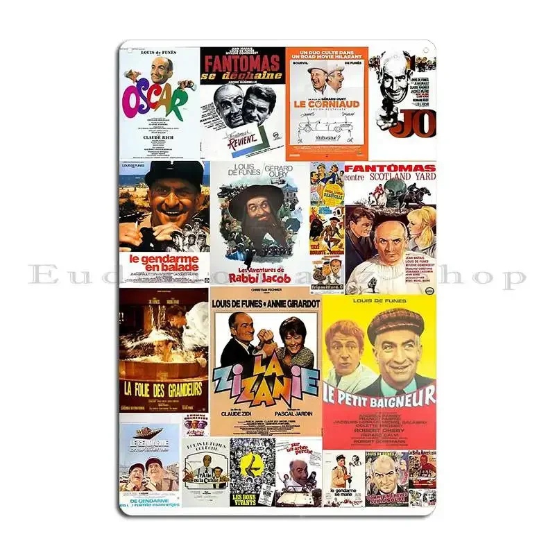 Louis De Funes Movie Compilation V2 علامة معدنية لويحات المرآب بار نادي صدئ شخصية تين تسجيل ملصق