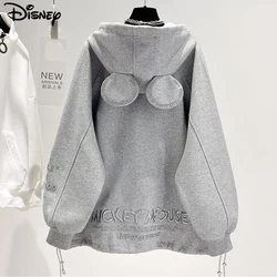 Disney New Arrival moda z najwyższej półki jesień bawełna luźne Ins Casual Cartoon haft Mickey Mouse bluzy z długim rękawem