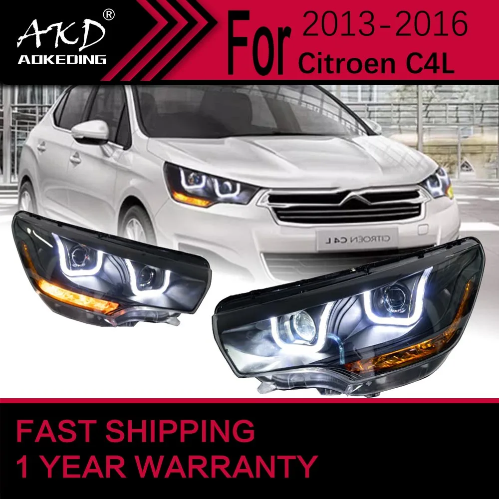 Car Lights for Citroen C4L LED Headlight 2013-2016 C4 Head Lamp Drl Projector Lens Automotive