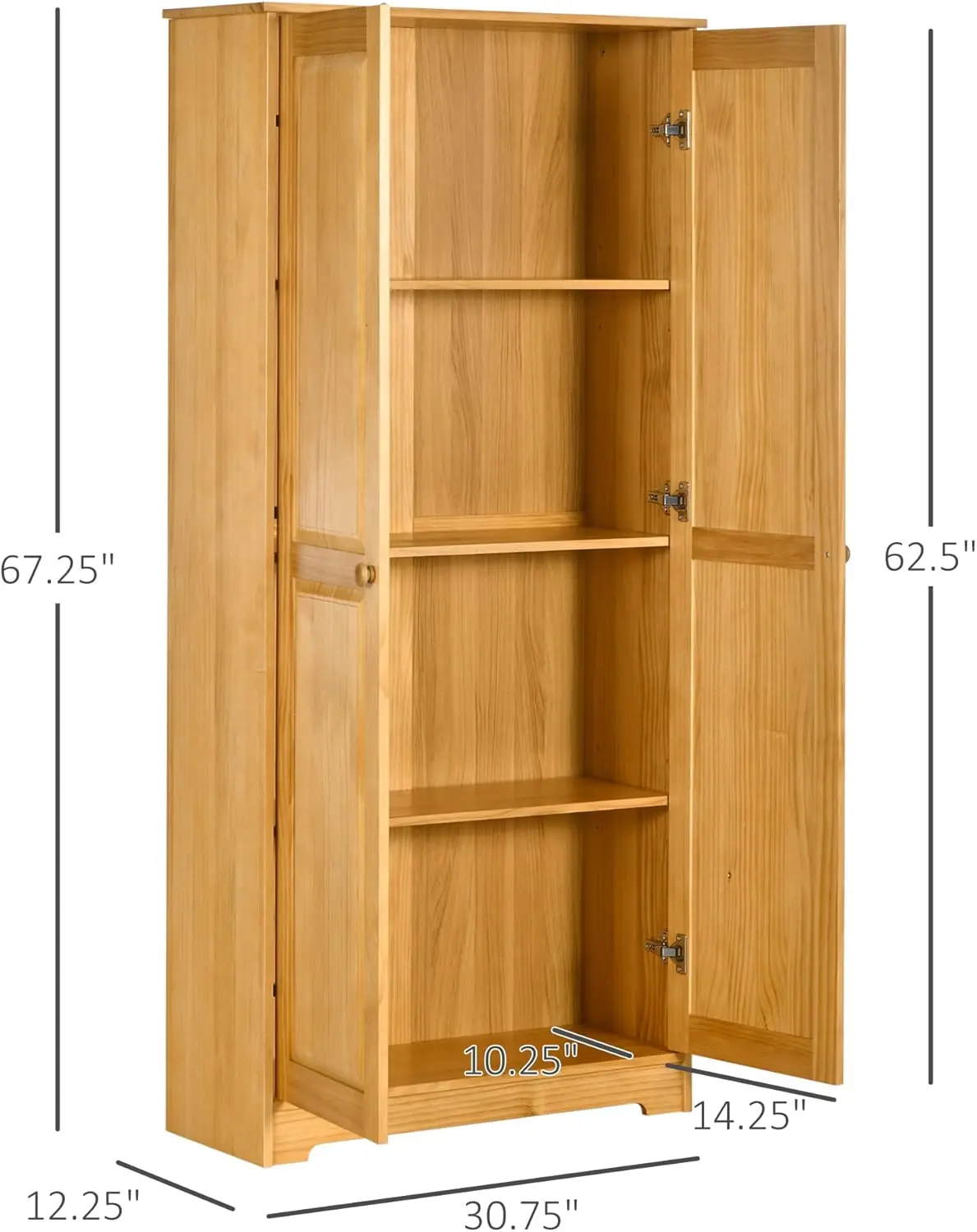 Zones com-Armoire de rangement pour garde-manger de cuisine PinFrederick, armoires autoportantes avec portes et étagère réglables, fermeture en douceur, 67 po