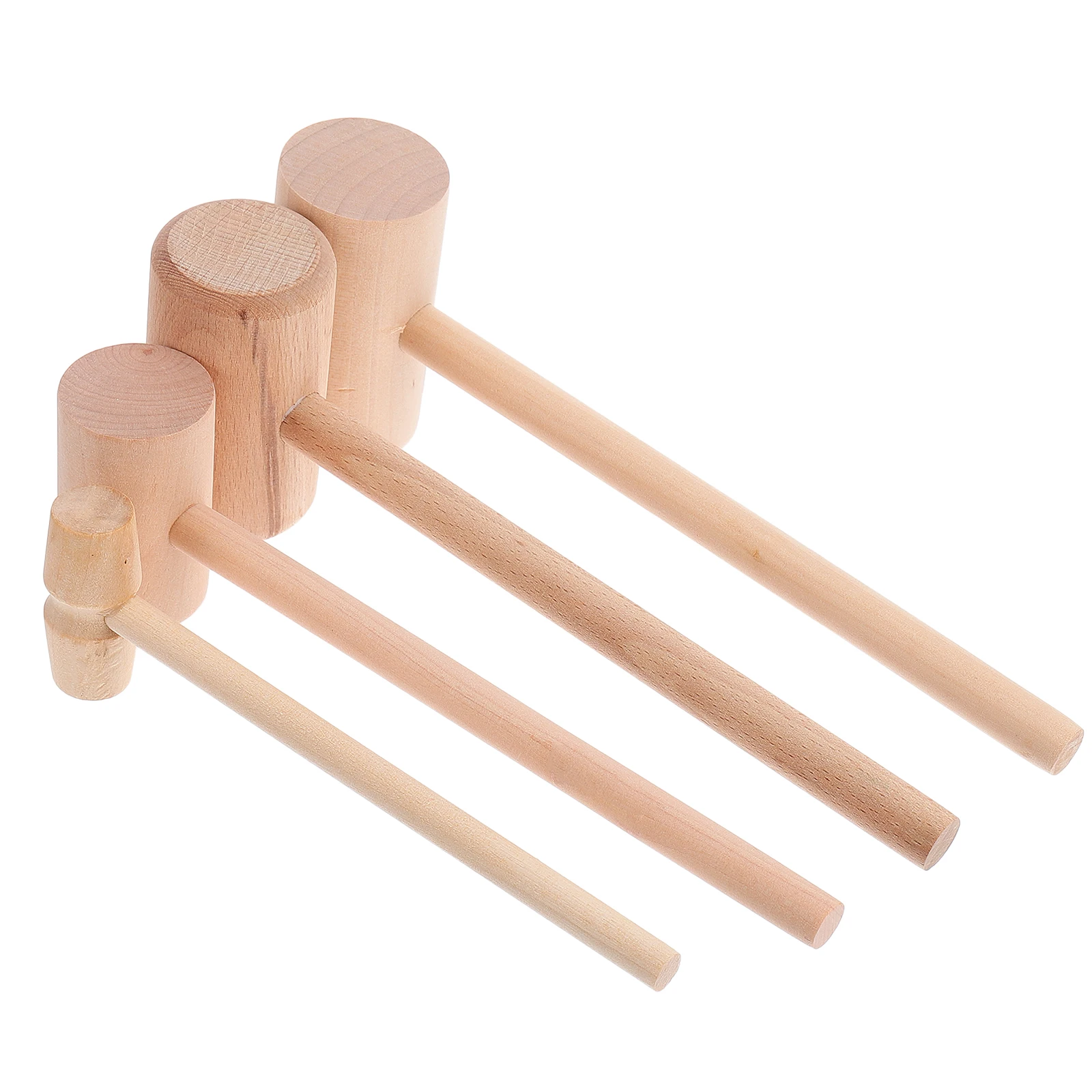 

4pcs Wooden Hammer Set Smooth Round Handle For Seafood Crab Lobster Cake Shellfish Cracking Mallets Wood Hammer Kitchen Tool