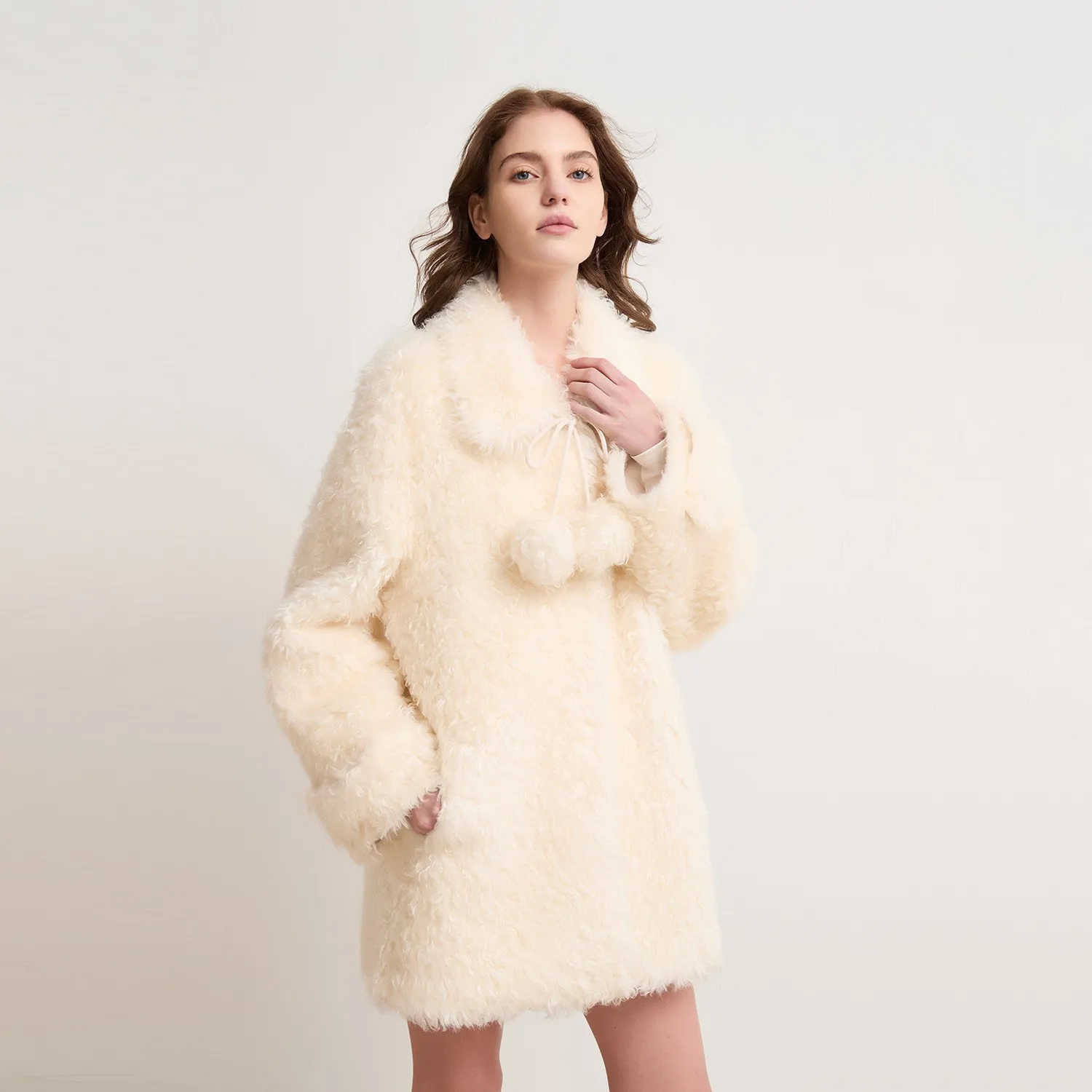 Long Sleeve Thick Warmth Coat with Regular Fit Sweet Style Mid Long Length Women Coat Patchwork Construction Hooded Neckline