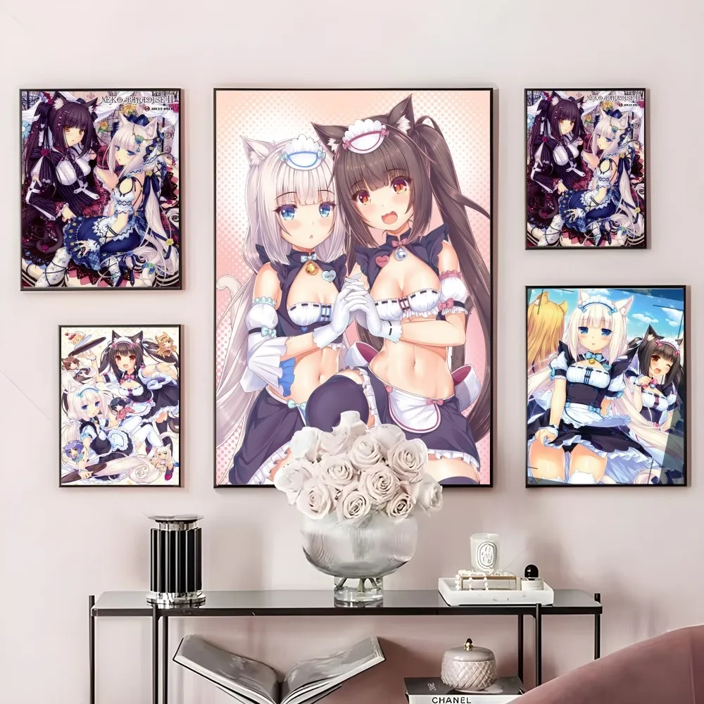 

N-NekoparaS Anime Girl Poster Wall Printing Waterproof Shower Room Home Bed Room Decor Gift