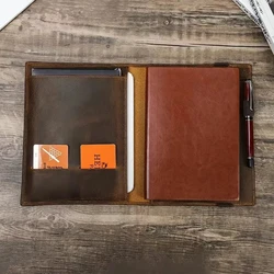 Notebook Portfolio Case Folder B5 Documents Book Cover Business Stationery Crazy Horse Leather Contract File Organizer