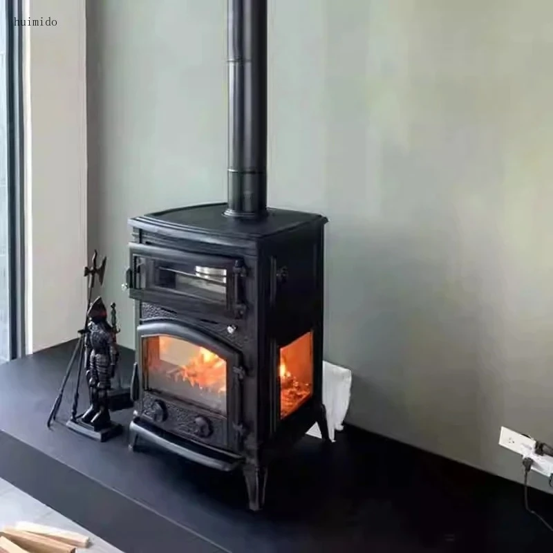 Luxury Real Fire Chimney Fireplaces Home Cast Iron Heating Chimeneas Villa Indoor European Outdoor Decoration Retro Wood Stove
