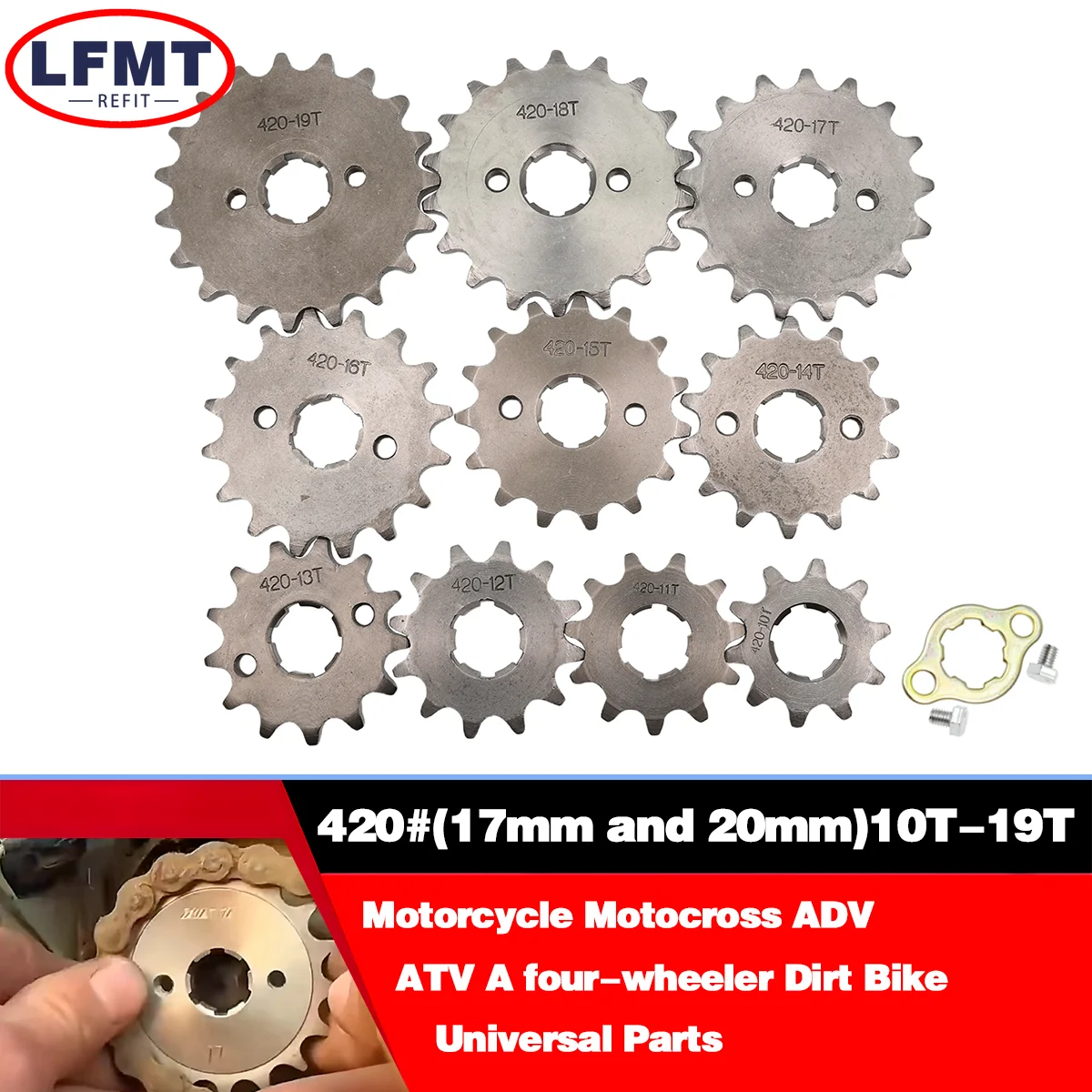 Front sprocket 420# 17mm 20mm 10T-19T Teeth Motorcycle ATV Four Wheel Car Dirt Bike For Yamaha Honda Kawasaki Suzuki KTM Kayo