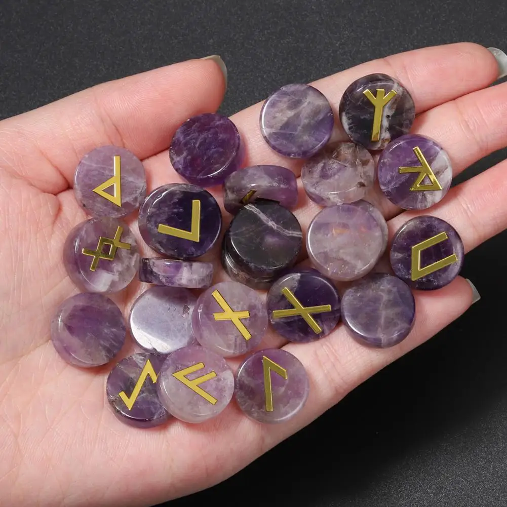 

Faux Rune Reading Kit Agate Rune Stone Set for Witchcraft Fortune-telling Divination Nordic Language Stones with for Spells
