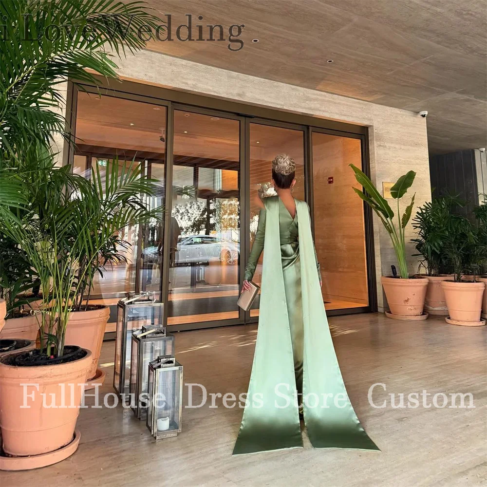 مناسبة مخصصة كلاسيكية س الرقبة الساتان مطوي فستان سهرة رسمي طول الأرض غمد حفلة موسيقية فستان الزفاف مع قطار Vestidos de #3