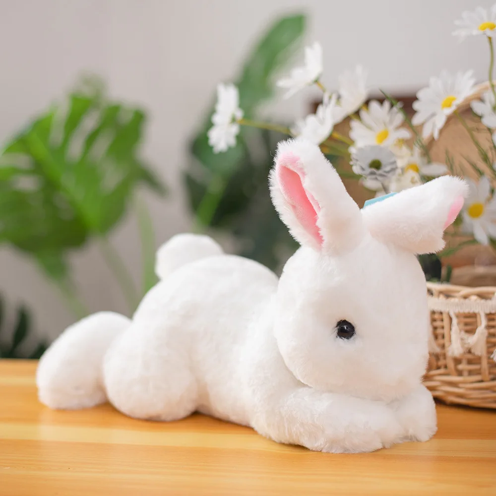 

30-50cm Realistic Furry Rabbit Plush Toy Lifelike Bunny Plushie Animal Dolls Simulation Model Birthday Gift Soft Sleeping Toys