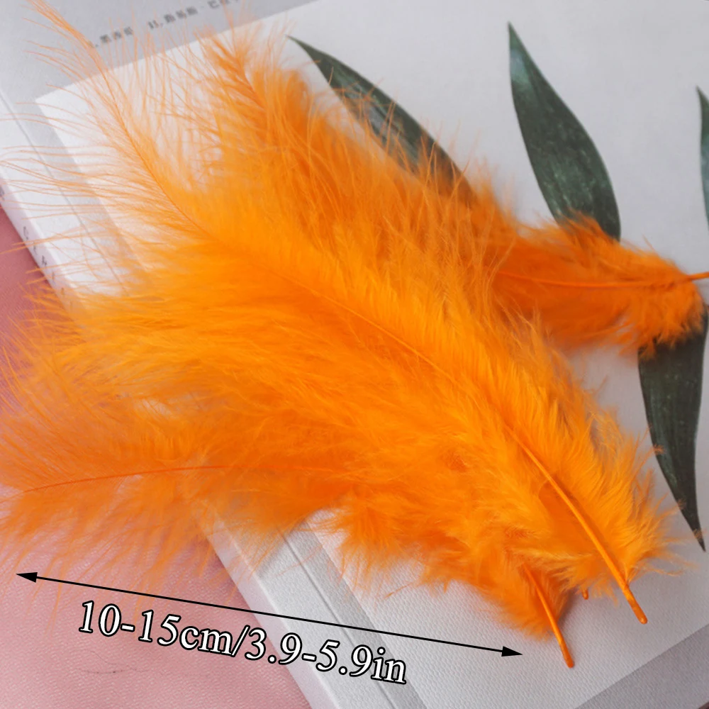 50Pcs/Pack Feathers Plush Natural Feather Plume 10-15cm Turkey Feather Colorful Fluffy Feathers Decorative  All Match Solid