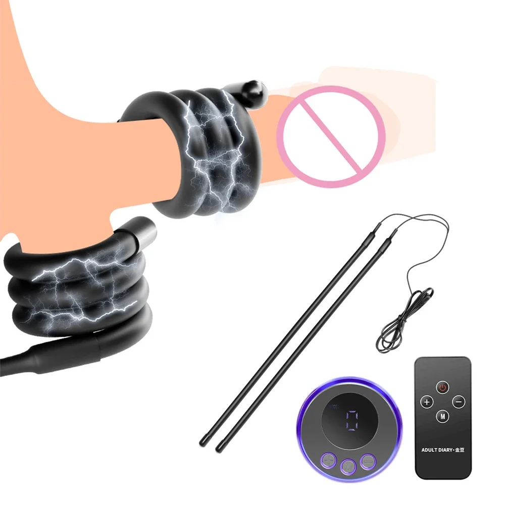 

Electric Shock Stimulation Cock Ring Silicone Winding Delay Ejaculation Arbitrary Bending Masturbation Penis Sex Toys for Male