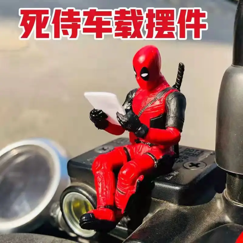 Car Decoration Mini Deadpool Figurines Marvel Doll Model Ornament Scooter Motorcycle Creative Center Console Interior Kids Toys