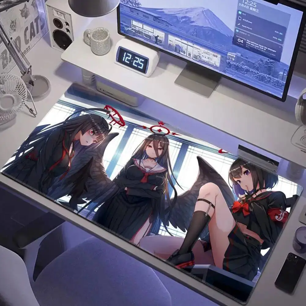 XXL 90x40cm Waterproof Anime Desk Mat Non Slip Rubber Base Stitched Edge Beautiful Mouse Pad For PC Laptop Office Home Gift