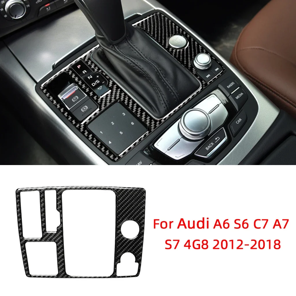 Car Central Control Gear Shift Panel Decoration Cover Sticker For Audi A6 S6 C7 A7 S7 4G8 2012-2018 Auto Interior Accessoire