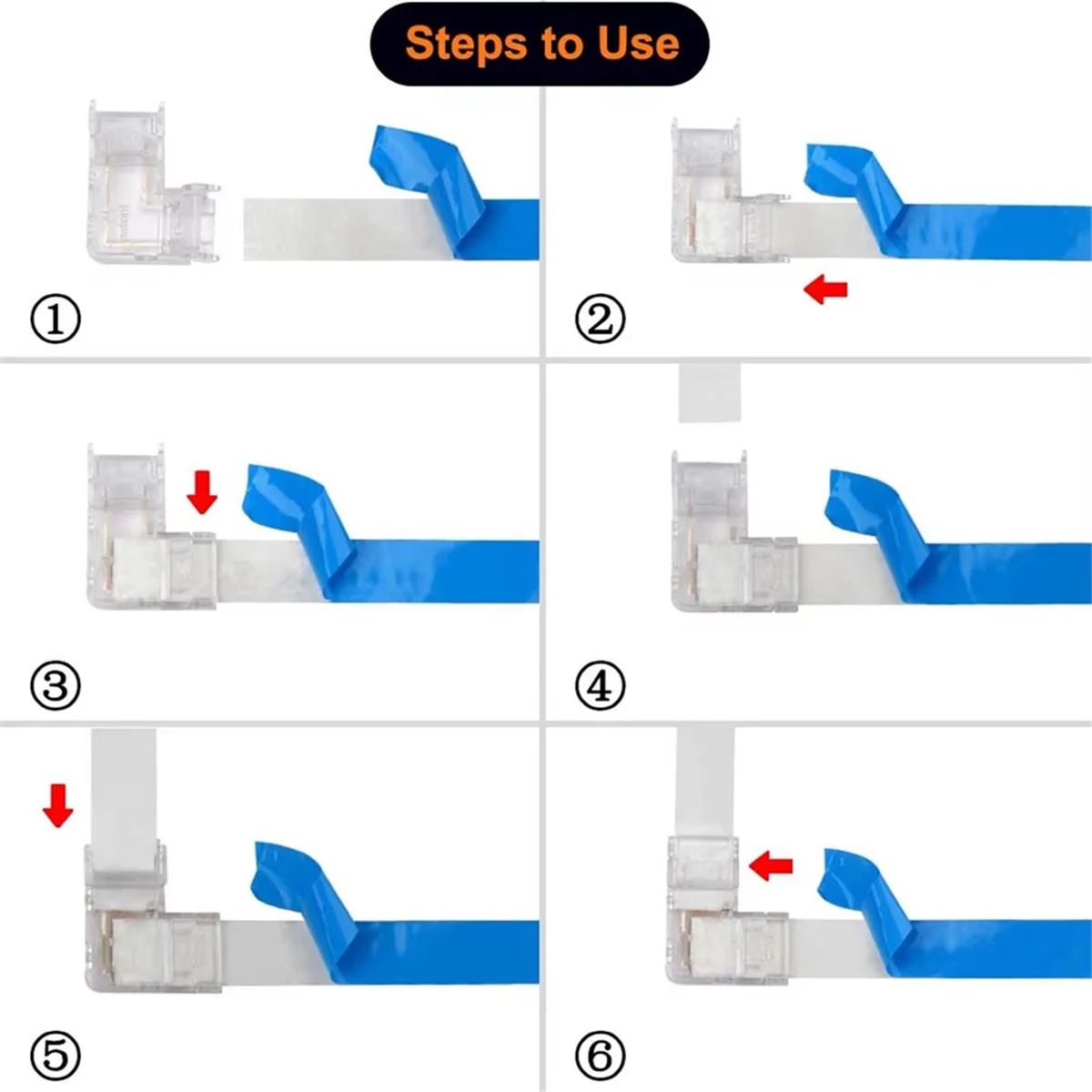 A17Z LED Light Strip Connector Right Angle Connector Cob RGB Light Strip 90 Degree L Shape 8mm