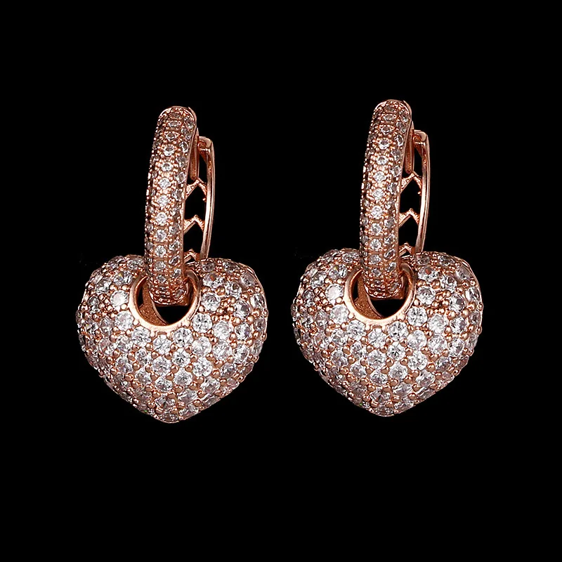 Buyee 925er Sterlingsilber, weiblich, wunderschöner Ohrring für Frauen, Luxus, Mode, Hochzeit, großes Herz, edler Schmuck, Ohrring, Geschenk – Detail 1