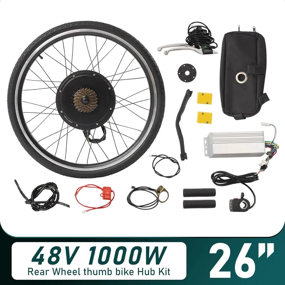 

26in Rear Wheel E-Bike Hub Motor Conversion Kit 48V 1000W Brushless Gearless Motor Kit with Dual Mode Controller E-Bike Engine