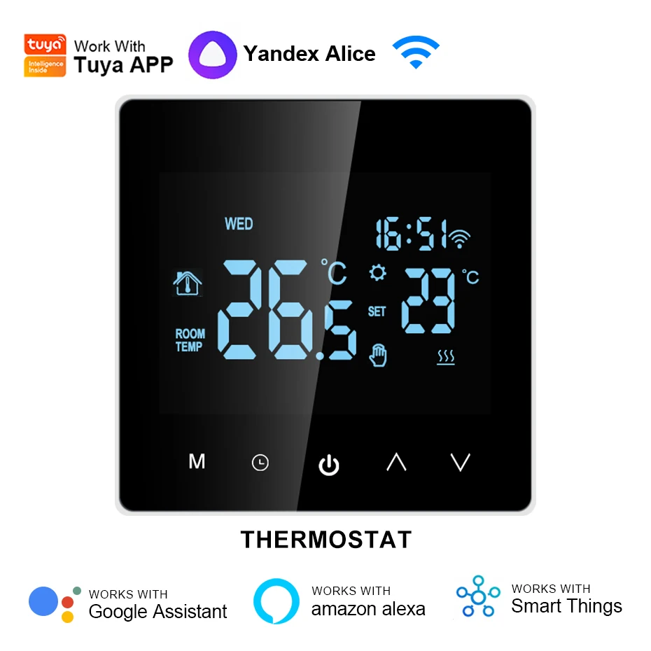 CBE Tuya Smart Wifi Thermostat Heating Water Gas Boiler Electric Floor Temperature Control LCD Touch Display Alexa Google Home