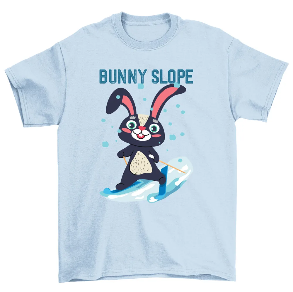 Bunny Slope Rabbit Skiing Snowboard Snow Trip T-Shirt Men Women High Quality 100%Cotton Short Sleeve