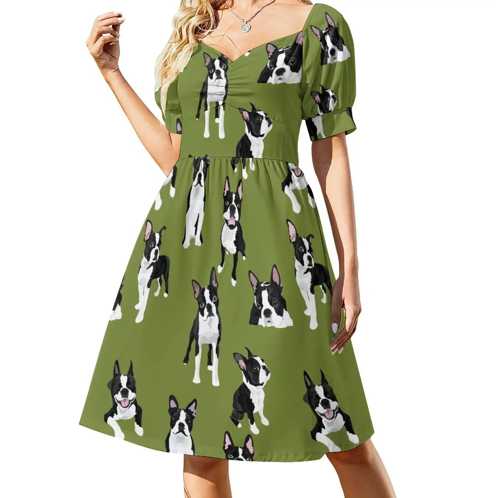 

Boston Terrier Short-Sleeved Dress dress for women 2025 dresses for women 2025 chic and elegant evening dress Evening gown